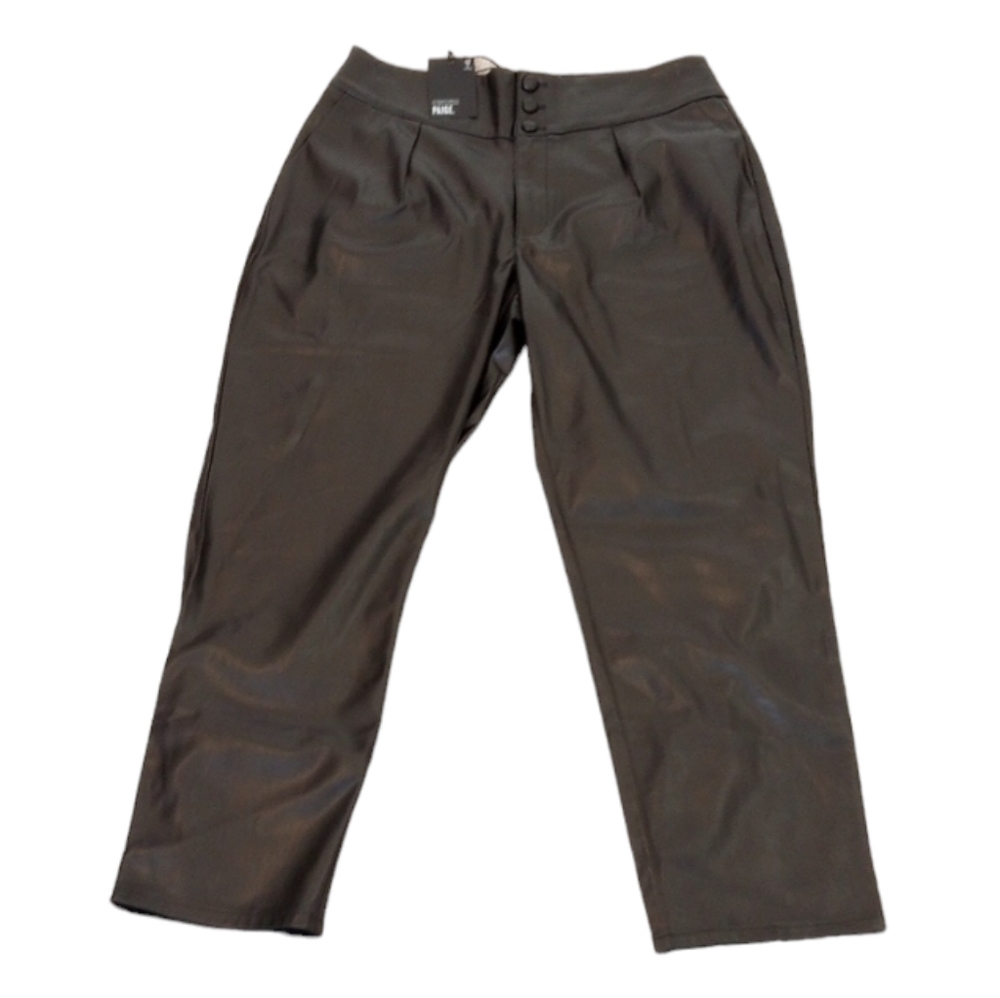 NWT Paige Womens Pants Sz 8 Jazz Black Vegan Faux Leather High Rise Trendy Style